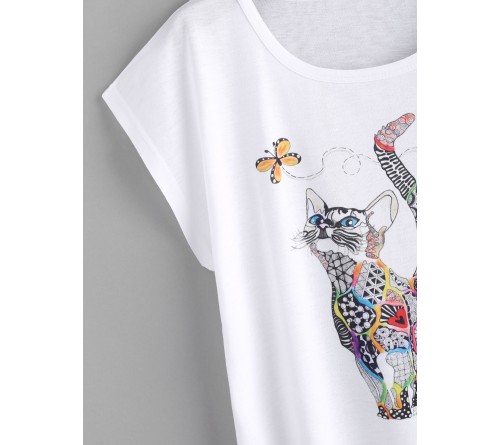 Cat Print Loose Tee