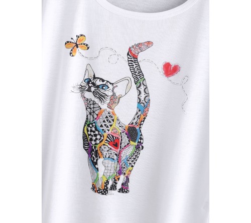 Cat Print Loose Tee