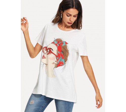 Figure Print Tunic Tee