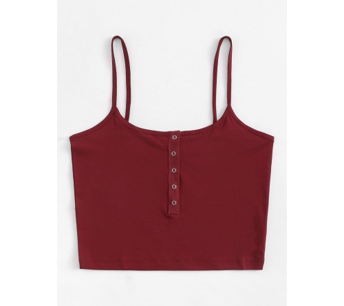 Button Front Crop Cami Top