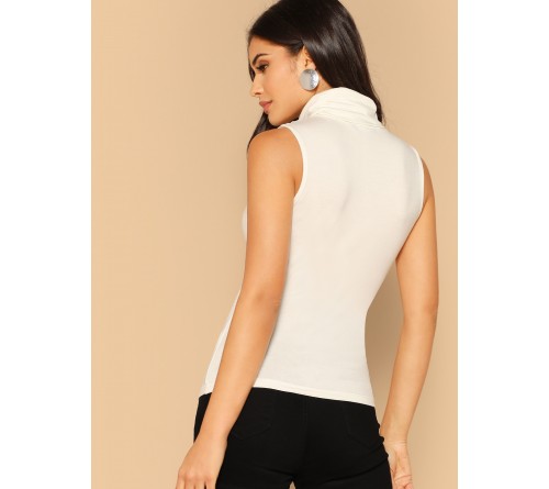 Cowl Neck Sleeveless Solid Top