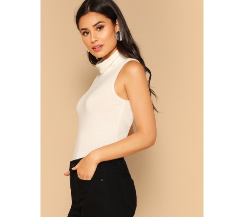 Cowl Neck Sleeveless Solid Top