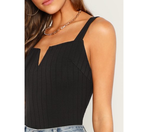 V-Notch Thick Strap Ribbed Top