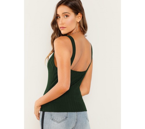 Ribbed Knit Solid Top