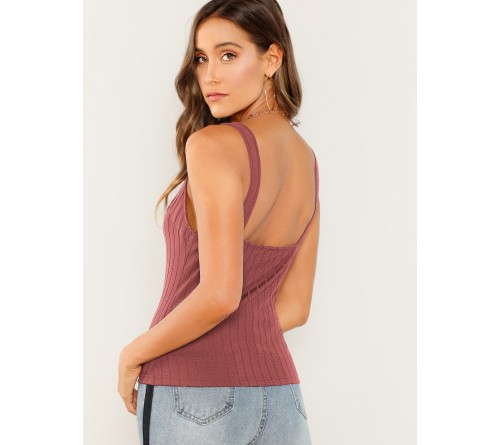 Ribbed Knit Sleeveless Top