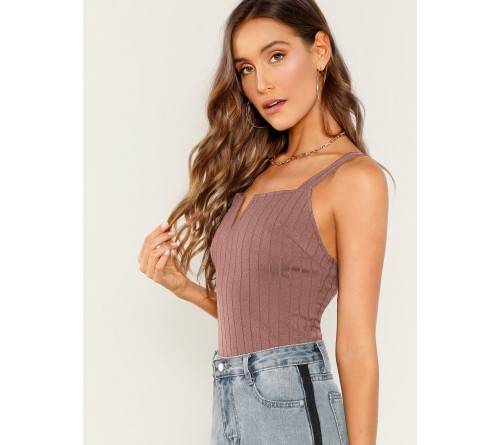 V-cut Solid Form Fitting Cami Top