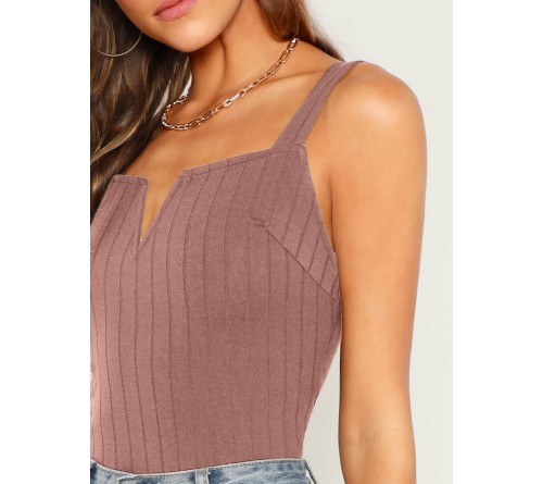 V-cut Solid Form Fitting Cami Top