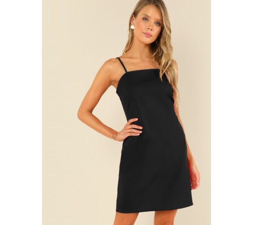 Knot Back Solid Cami Dress