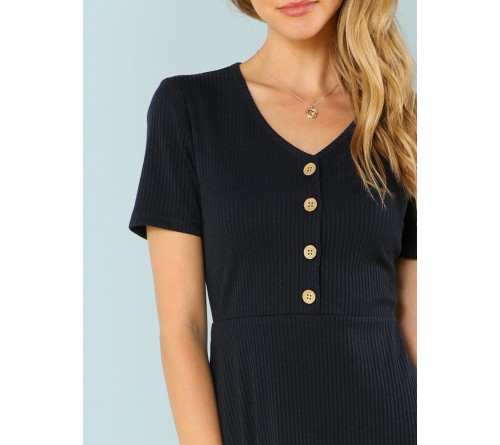 Button Up Ribbed Knit Dress