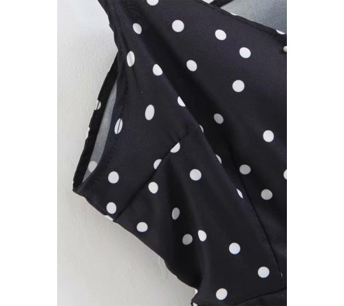 Dotted Ruffle Hem Wrap Dress