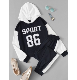 Tow Tone Varsity Hoodie Sweatpants Set