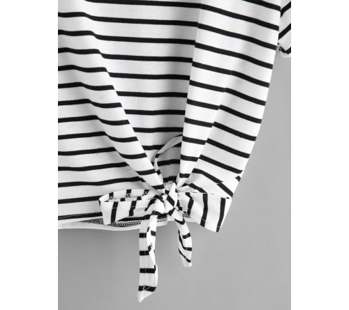 Striped Side Knotted Tee