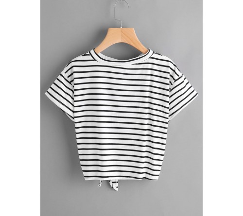 Striped Side Knotted Tee