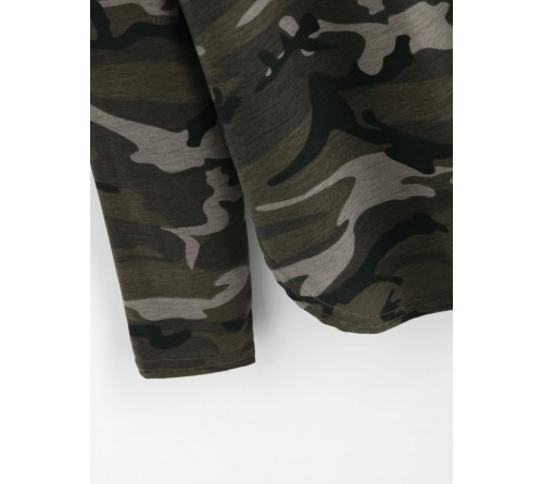 Curved Hem Camo Hooded Tee