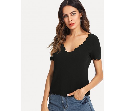 Scallop Edge Solid Tee