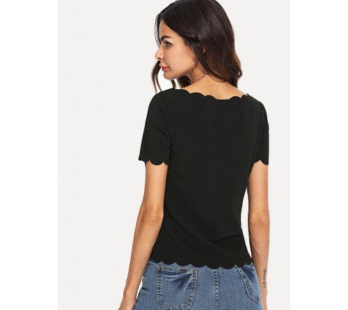 Scallop Edge Solid Tee