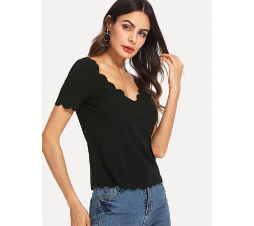 Scallop Edge Solid Tee