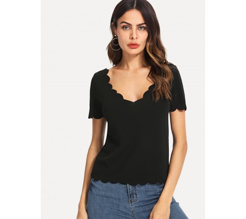 Scallop Edge Solid Tee