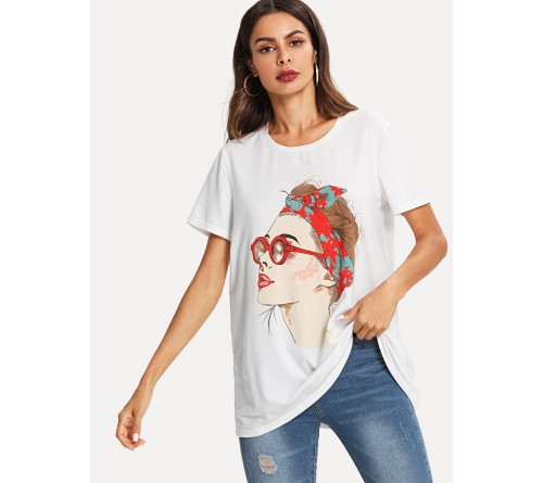 Figure Print Tunic Tee