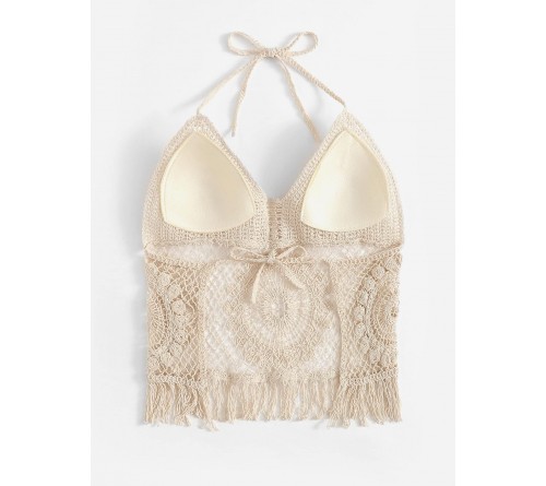 Crochet Fringe Hem Halter Top