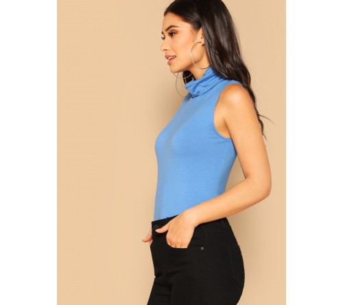 Cowl Neck Solid Sleeveless Top