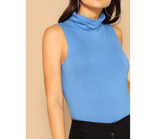 Cowl Neck Solid Sleeveless Top