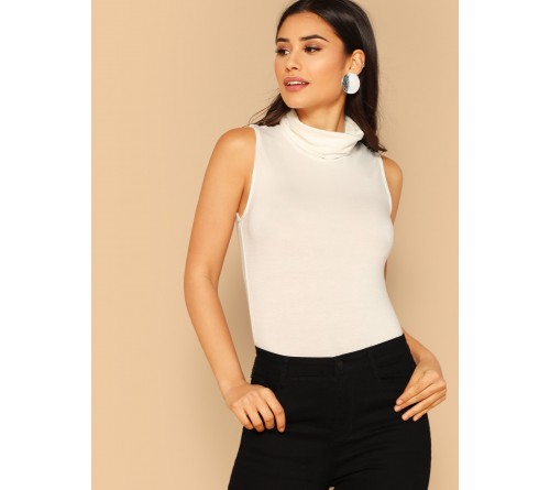 Cowl Neck Sleeveless Solid Top