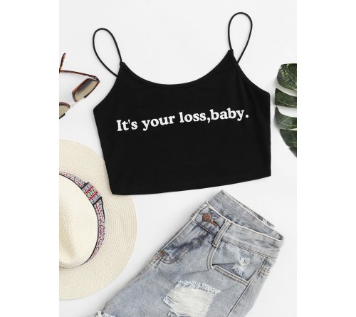 Letter Print Crop Cami Top