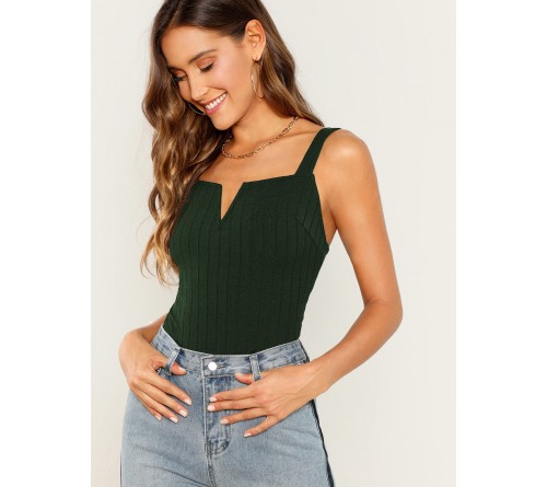 Ribbed Knit Solid Top