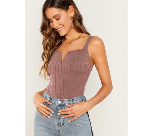 V-cut Solid Form Fitting Cami Top