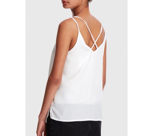 Cross Back Solid Strappy Top