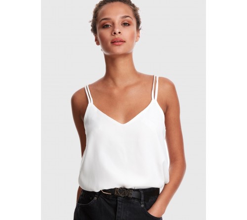 Cross Back Solid Strappy Top