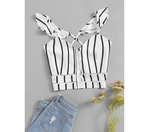 Criss Cross Back Striped Top