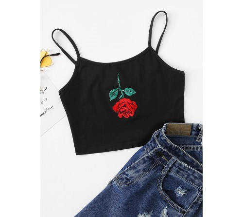 Rose Embroidered Cami Top