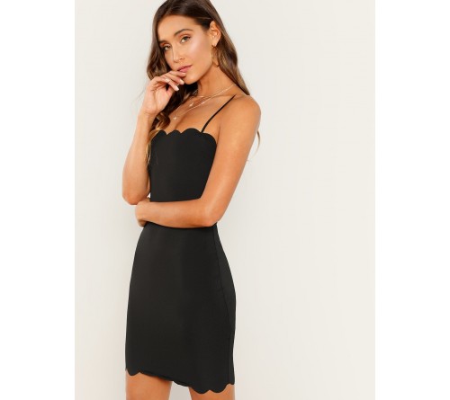 Scallop Trim Bodycon Cami Dress