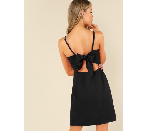 Knot Back Solid Cami Dress