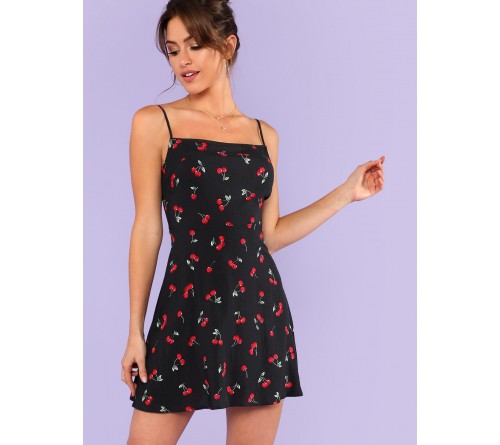 Allover Cherry Print Cami Dress