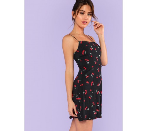 Allover Cherry Print Cami Dress