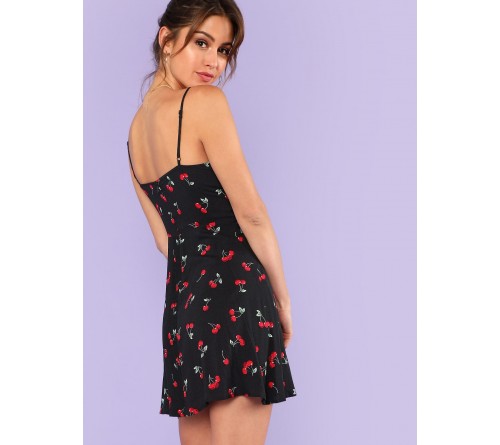 Allover Cherry Print Cami Dress