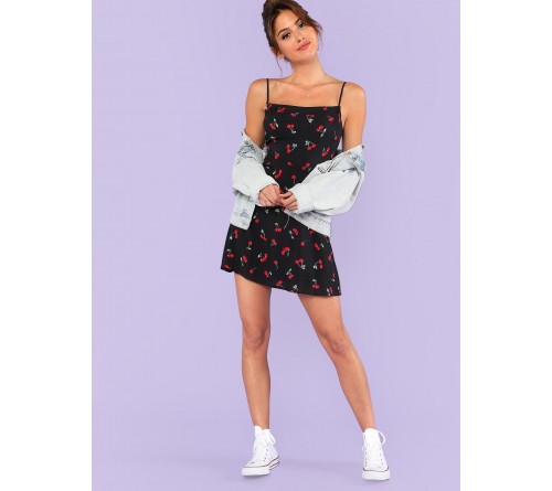 Allover Cherry Print Cami Dress