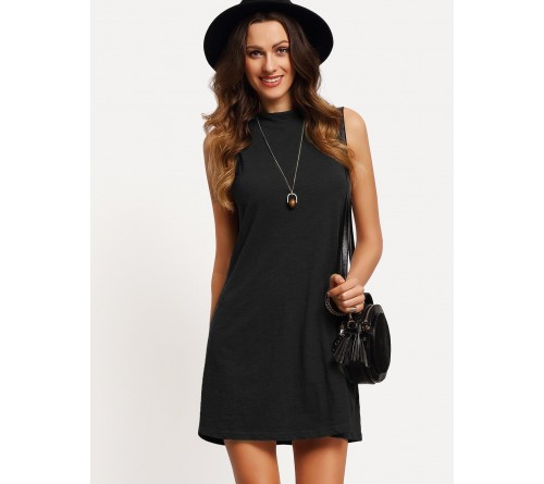 Mock-neck Swing Tank Dress