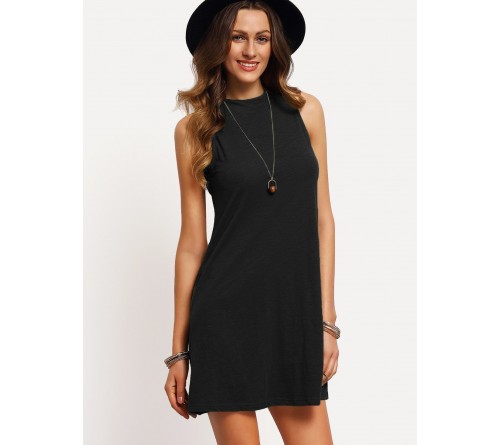 Mock-neck Swing Tank Dress