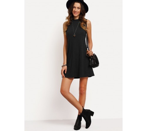 Mock-neck Swing Tank Dress