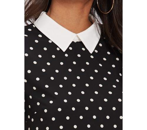 Contrast Collar Polka Dot Dress